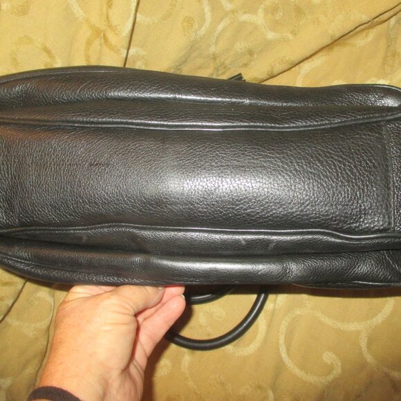 Tory Burch Medium Double Handle Satchel Bag Color Black Pebbled Leather - Picture 3 of 4